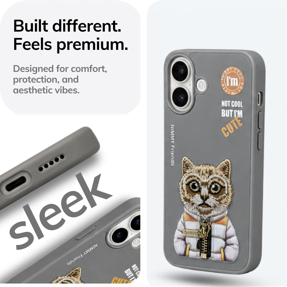 iPhone 17 3D Cat Case – Grey