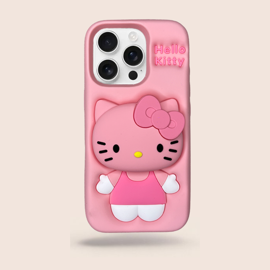Cute Kitty 3D Silicone Case for iPhone 15 Pro Max – Shockproof Soft Cover