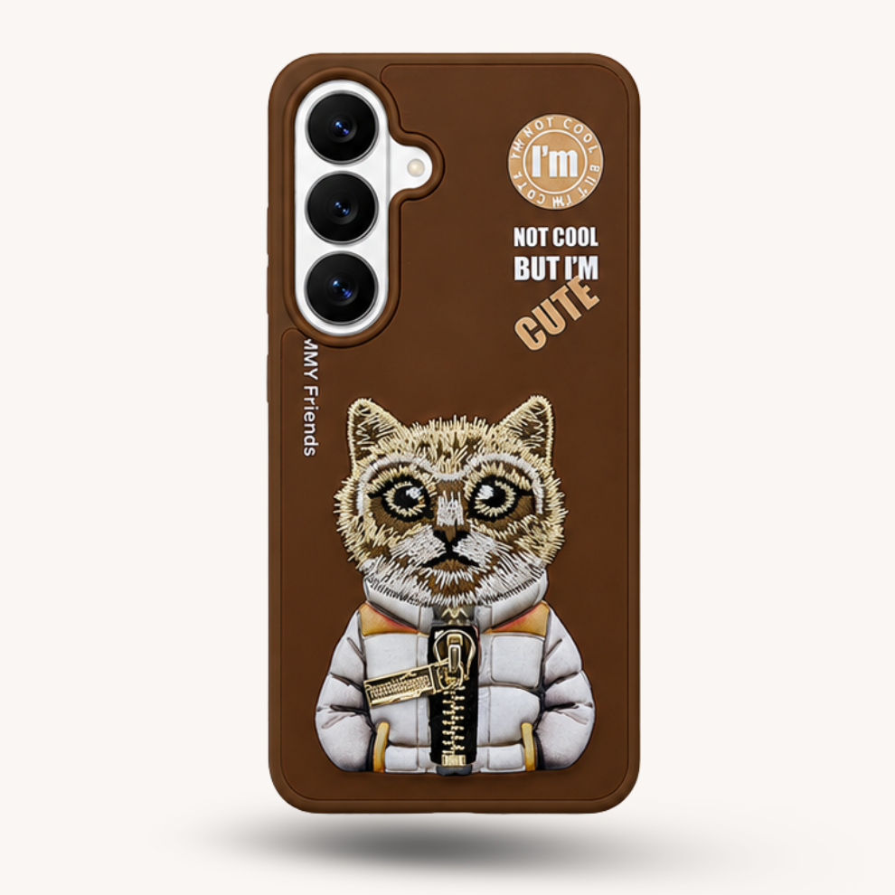 Samsung S26 3D Cat Case – Brown