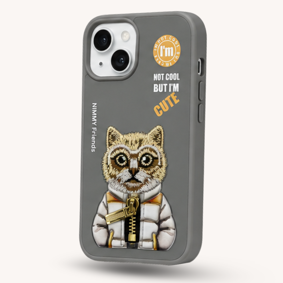 iPhone 14 3D Cat Case – Grey
