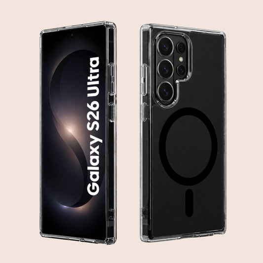 Samsung S26 Ultra MagSafe Case – Clear Shockproof Cover with Magnetic Ring & Camera Protection (Black)