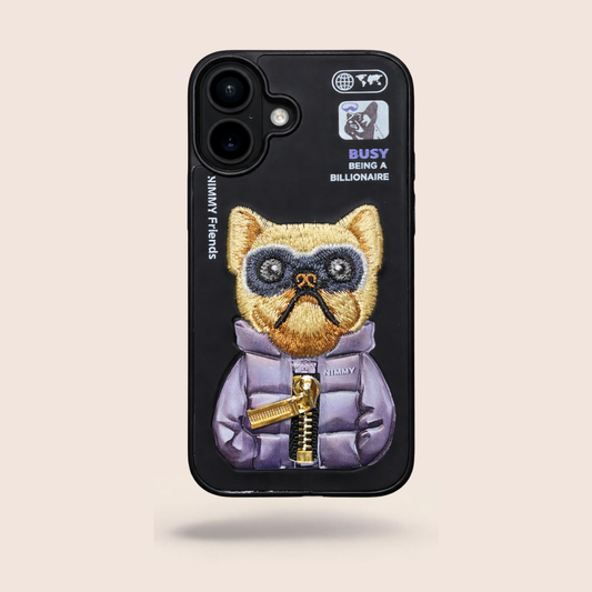 NIMMY 3D Dog Designer Case for iPhone 16 – Slim Shockproof Premium Protective Cover (Black)