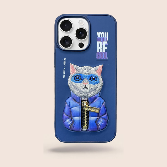 NIMMY 3D Cat Designer Case for iPhone 16 Pro Max – Slim Shockproof Premium Protective Cover (Blue)