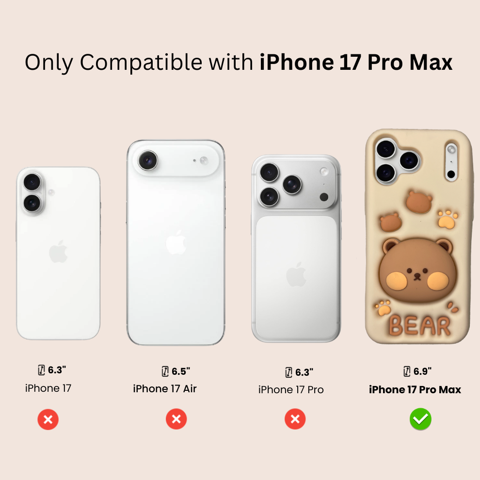 iPhone 17 Pro Max Bear Soft Silicone Case – Brown