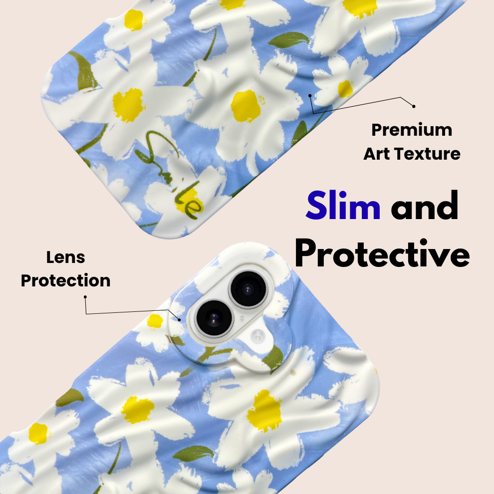 iPhone 16 Daisy Pattern Protective Case – Floral