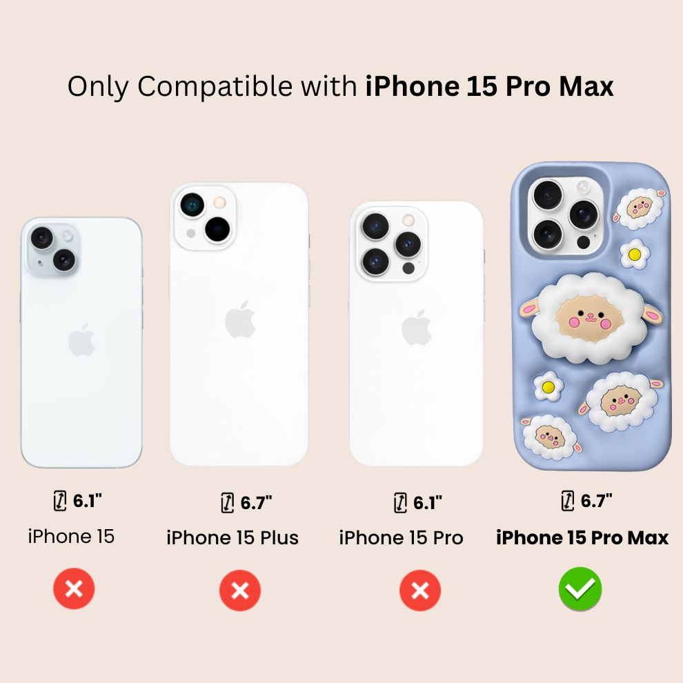 iPhone 15 Pro Max Sheep Soft Silicone Case – Blue