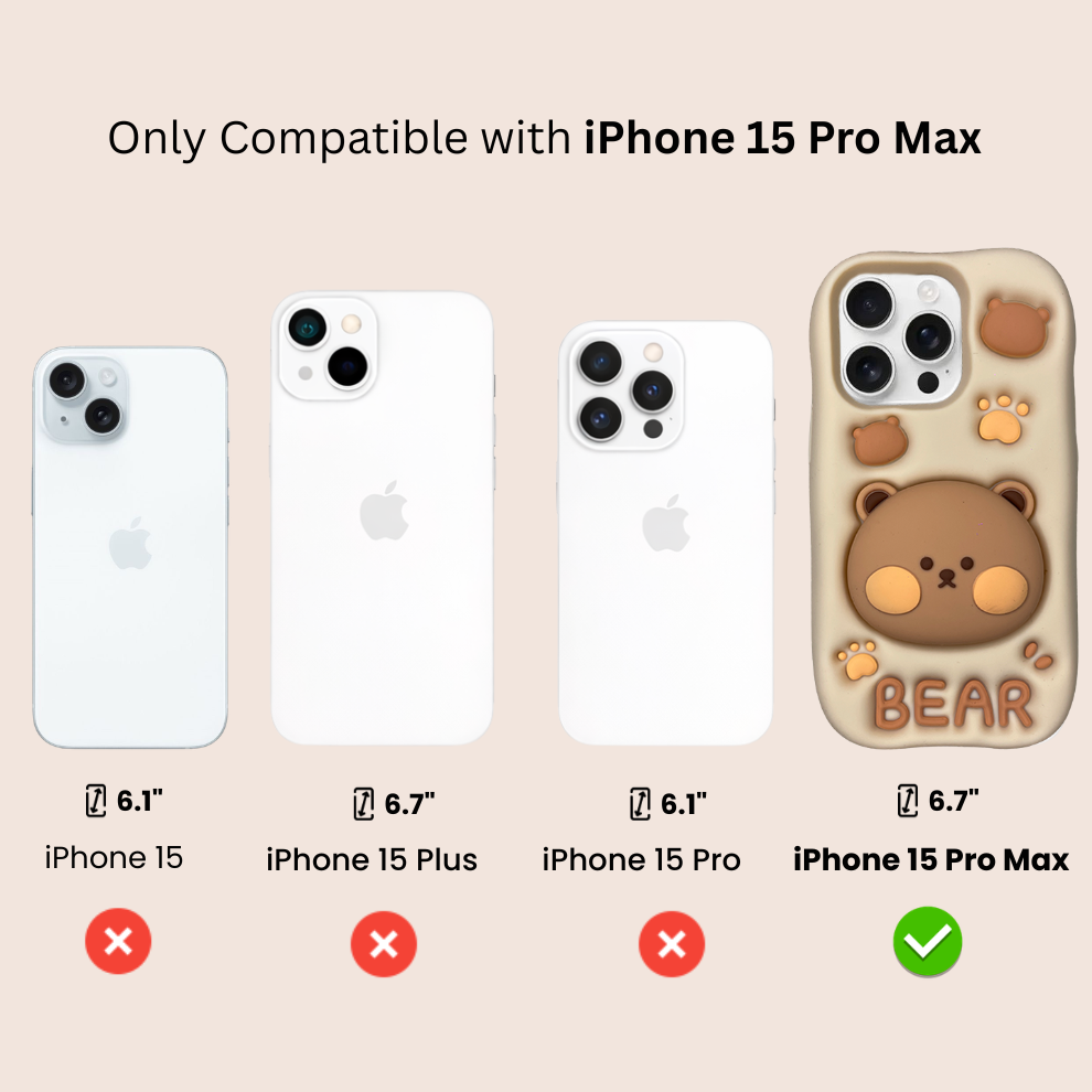 iPhone 15 Pro Max Bear Soft Silicone Case – Brown