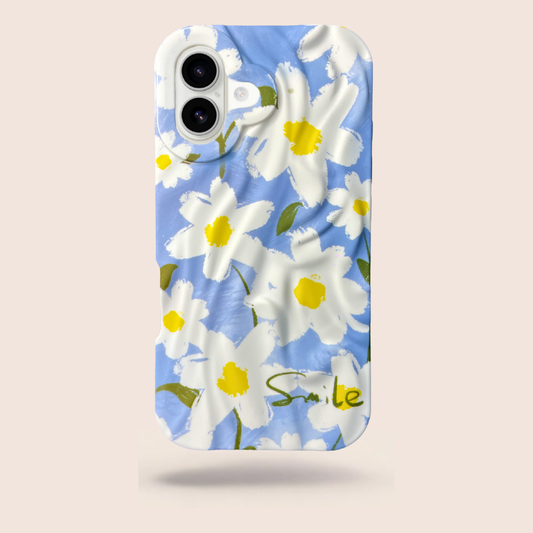 Daisy Floral Case for iPhone 16 – Cute Blue Aesthetic Slim Shockproof Matte Cover