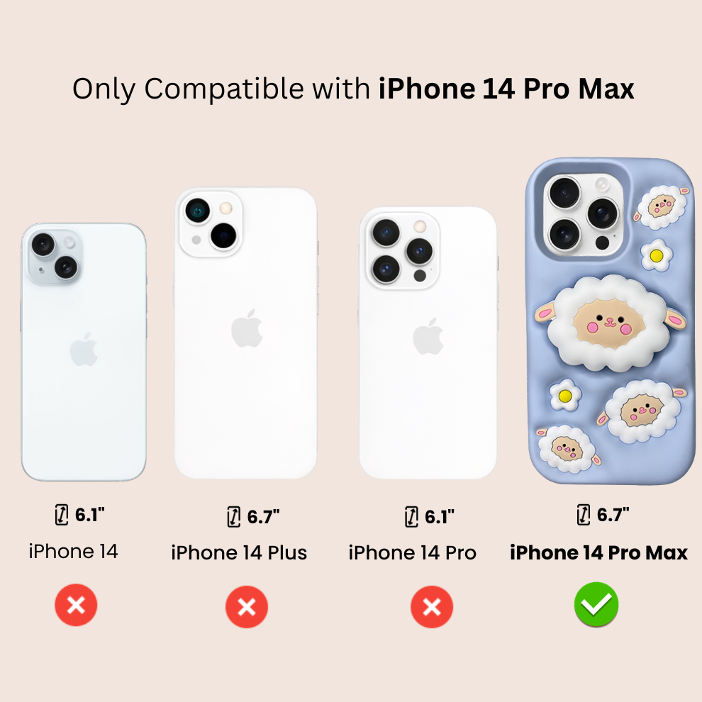 iPhone 14 Pro Max Sheep Soft Silicone Case – Blue