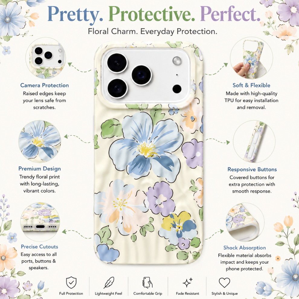 iPhone 17 Pro Blossom Pattern Protective Case – Floral