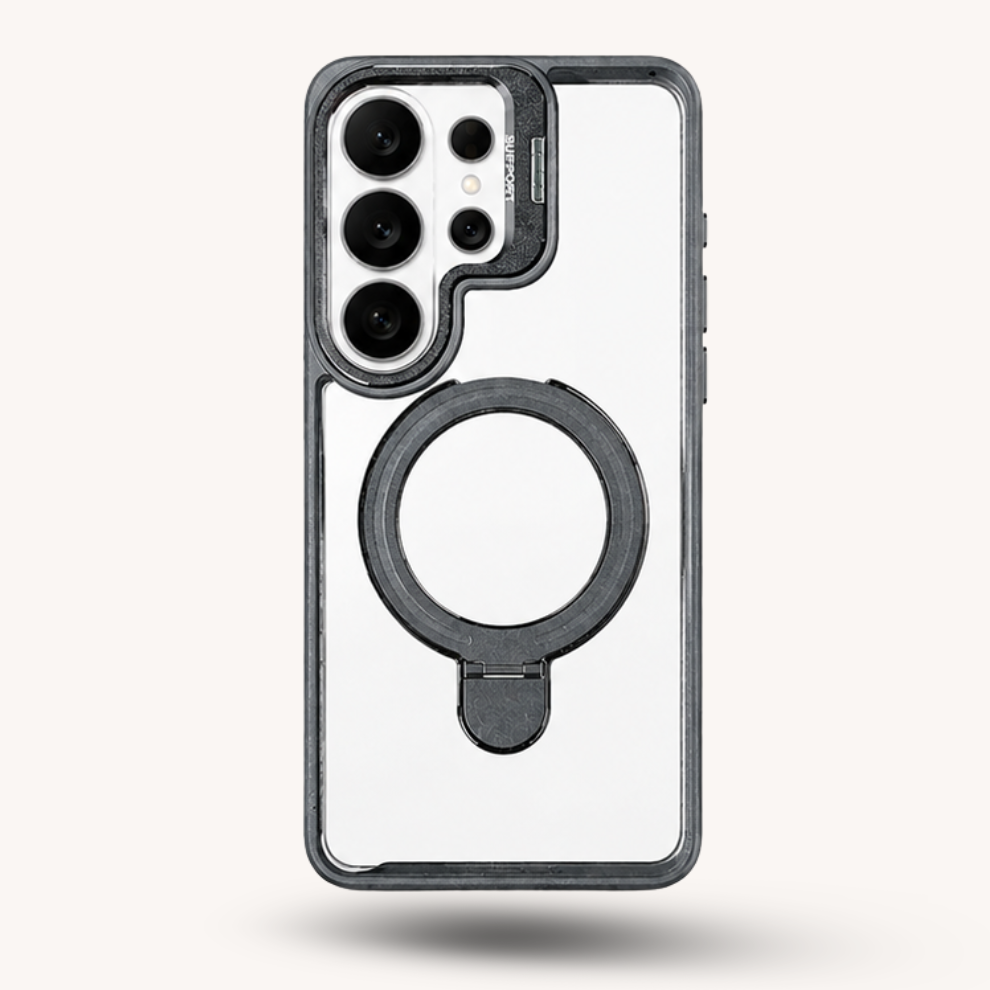Samsung S26 Ultra Clear MagSafe Ring Stand Case – Grey