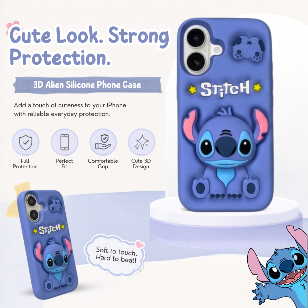 iPhone 16 Alien Soft Silicone Case – Blue