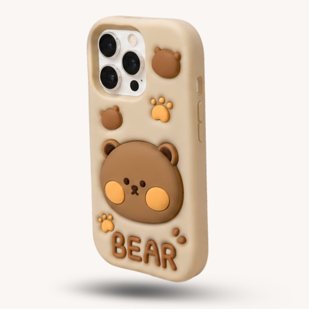 iPhone 16 Pro Bear Soft Silicone Case – Brown