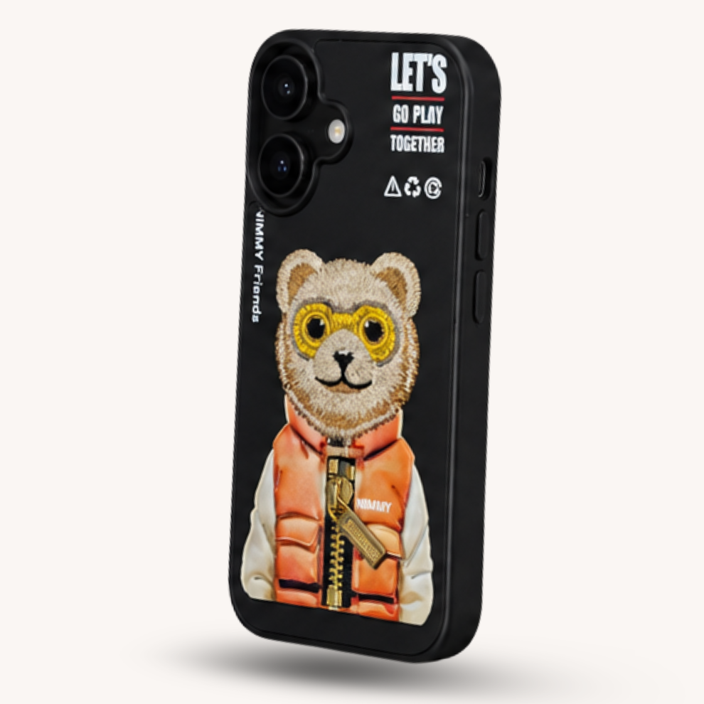 iPhone 16 3D Bear Case – Black