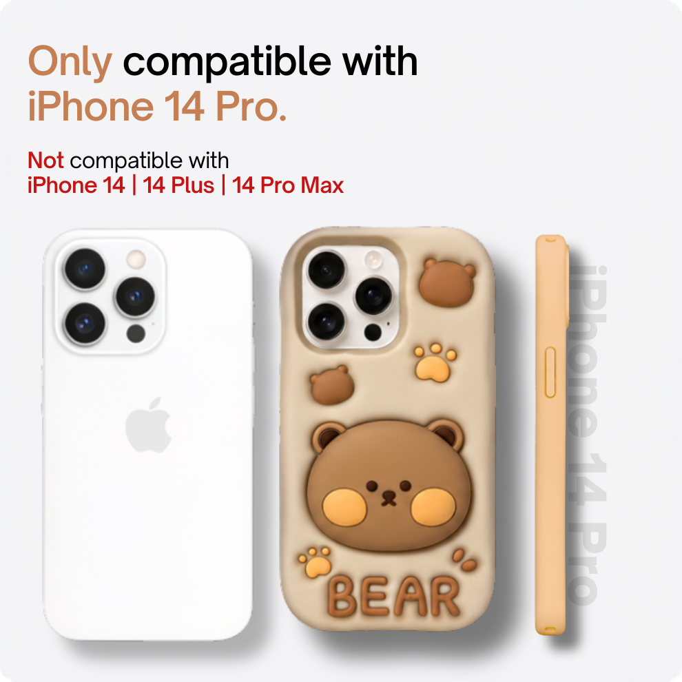 iPhone 14 Pro Bear Soft Silicone Case – Brown
