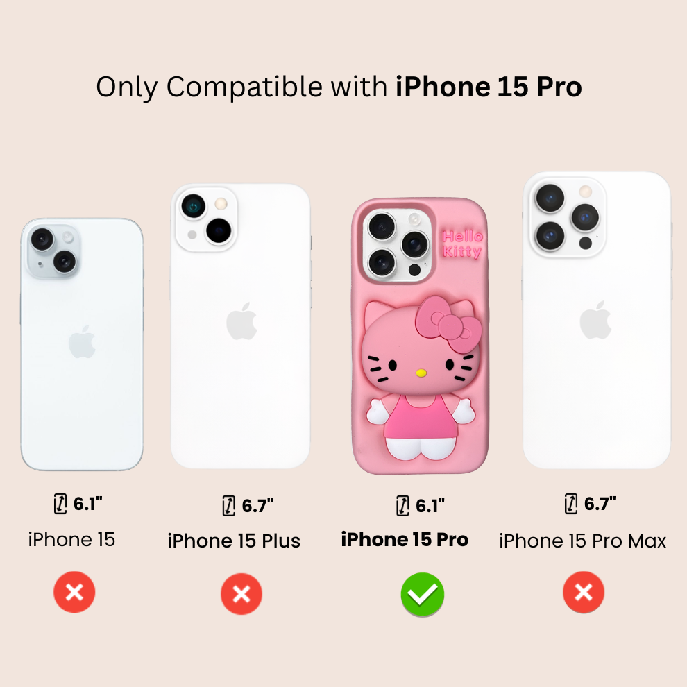 iPhone 15 Pro Kitty Cat Soft Silicone Case – Pink