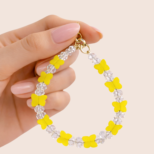 🦋 Butterfly Bead Phone Charm – Y2K Pastel Wrist Strap ✨