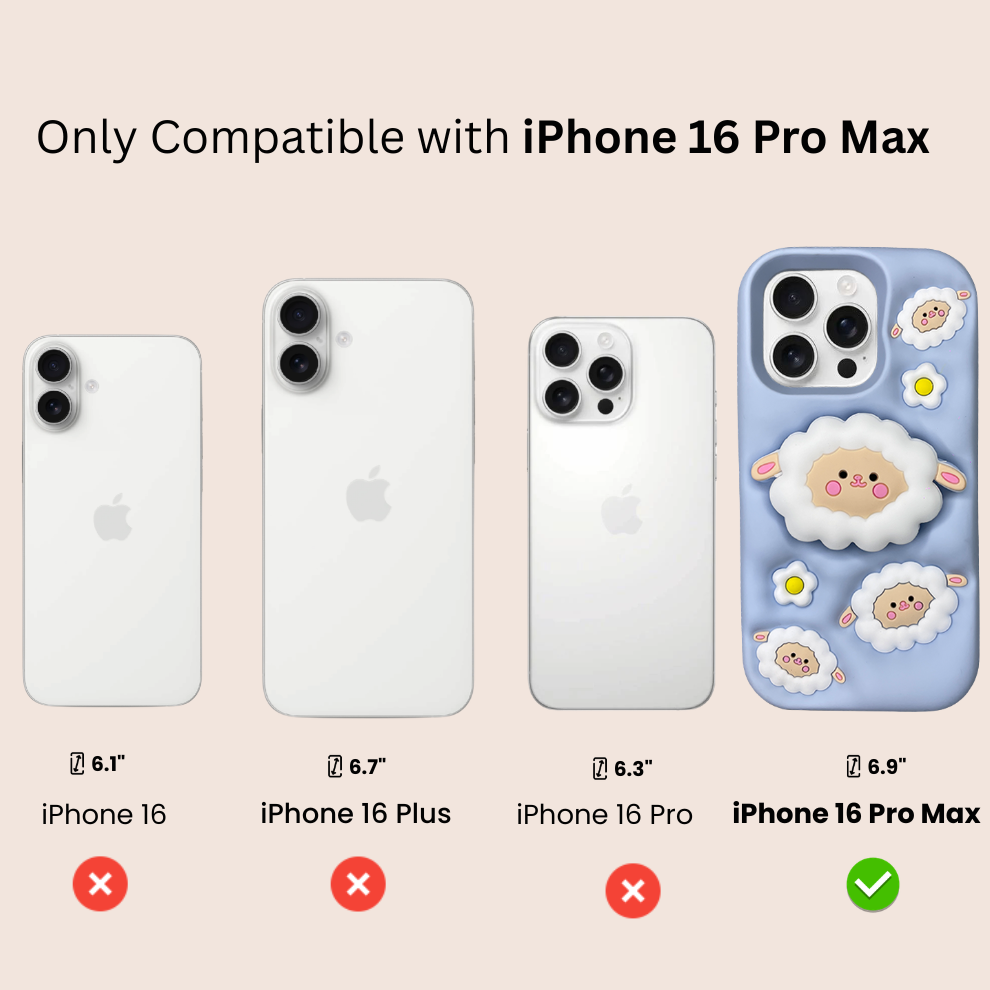 iPhone 16 Pro Max Sheep Soft Silicone Case – Blue