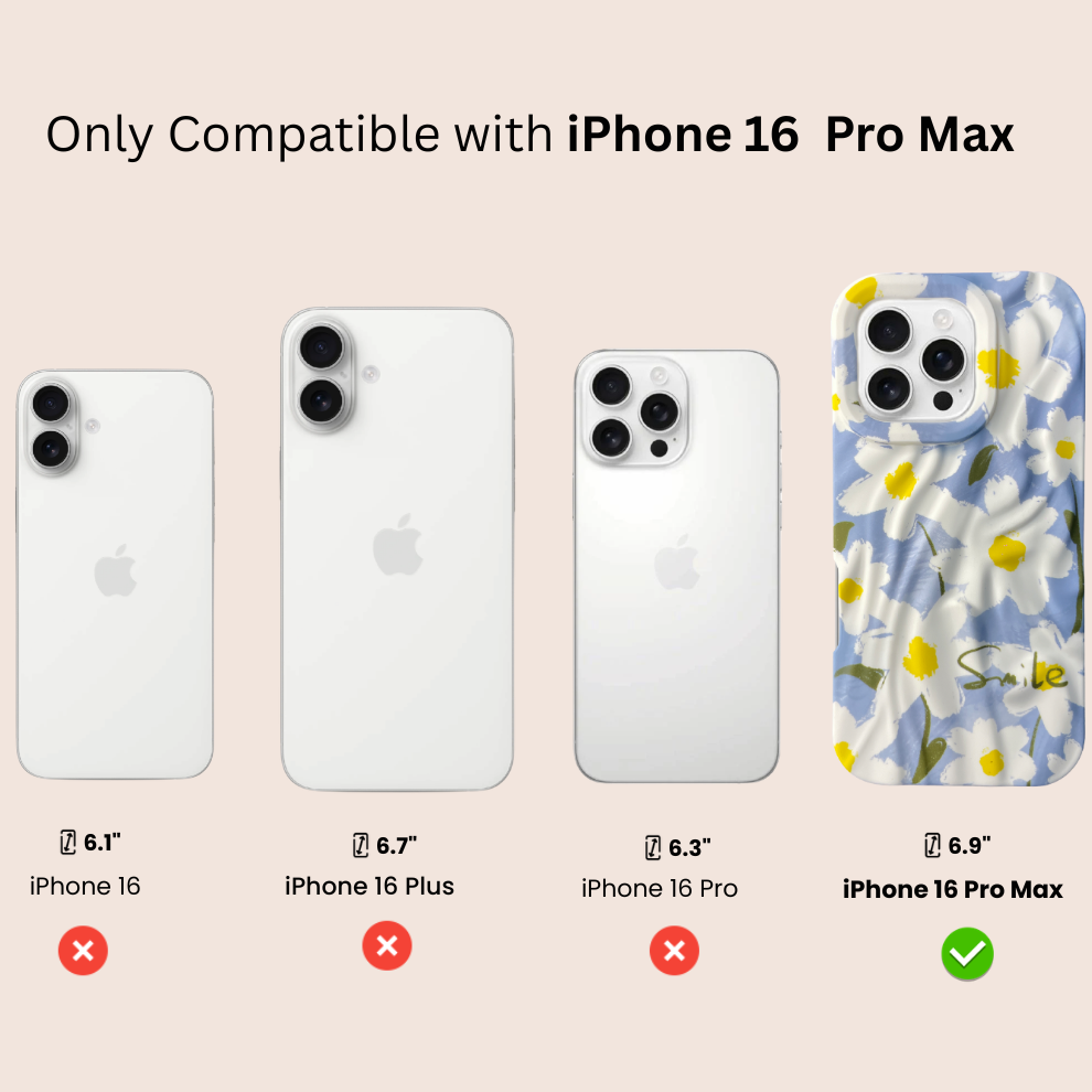iPhone 16 Pro Max Daisy Pattern Protective Case – Floral